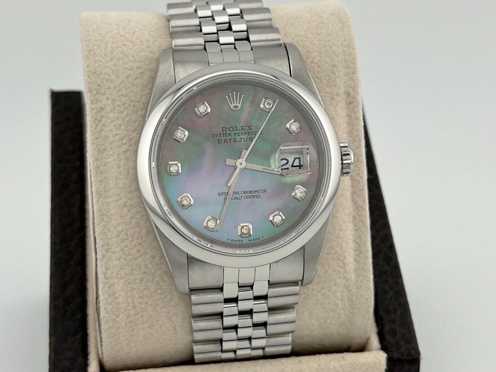 Rolex Datejust 16220 Tahiti-Perlmutt-Diamant-Zifferblatt aus Edelstahl 2