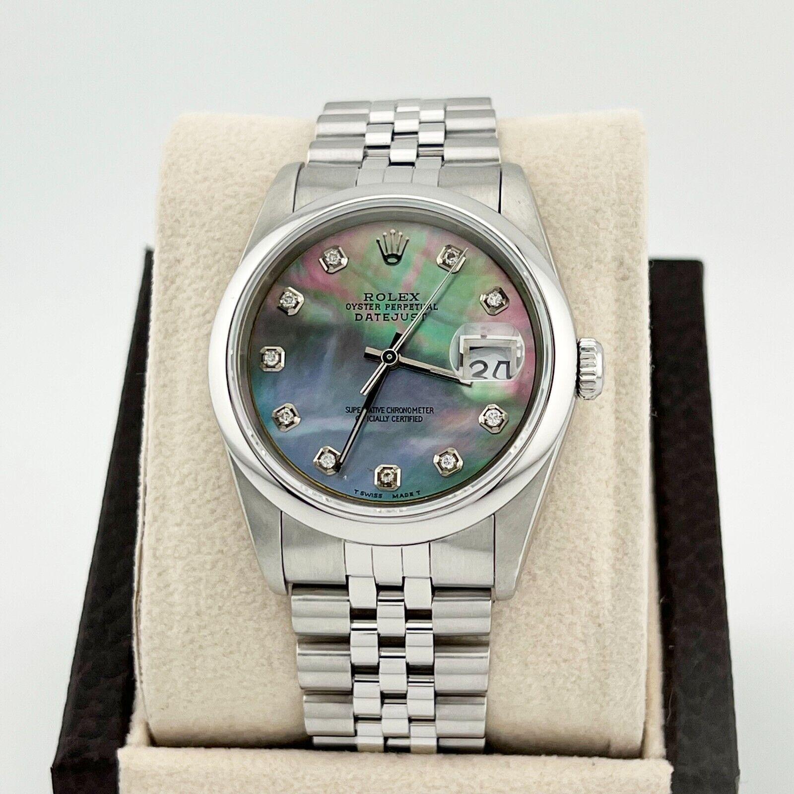 Rolex Datejust 16220 Tahiti-Perlmutt-Diamant-Zifferblatt aus Edelstahl 3