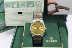 Rolex Datejust 16233 18 Karat Yellow Gold and Steel No Holes Mint Band