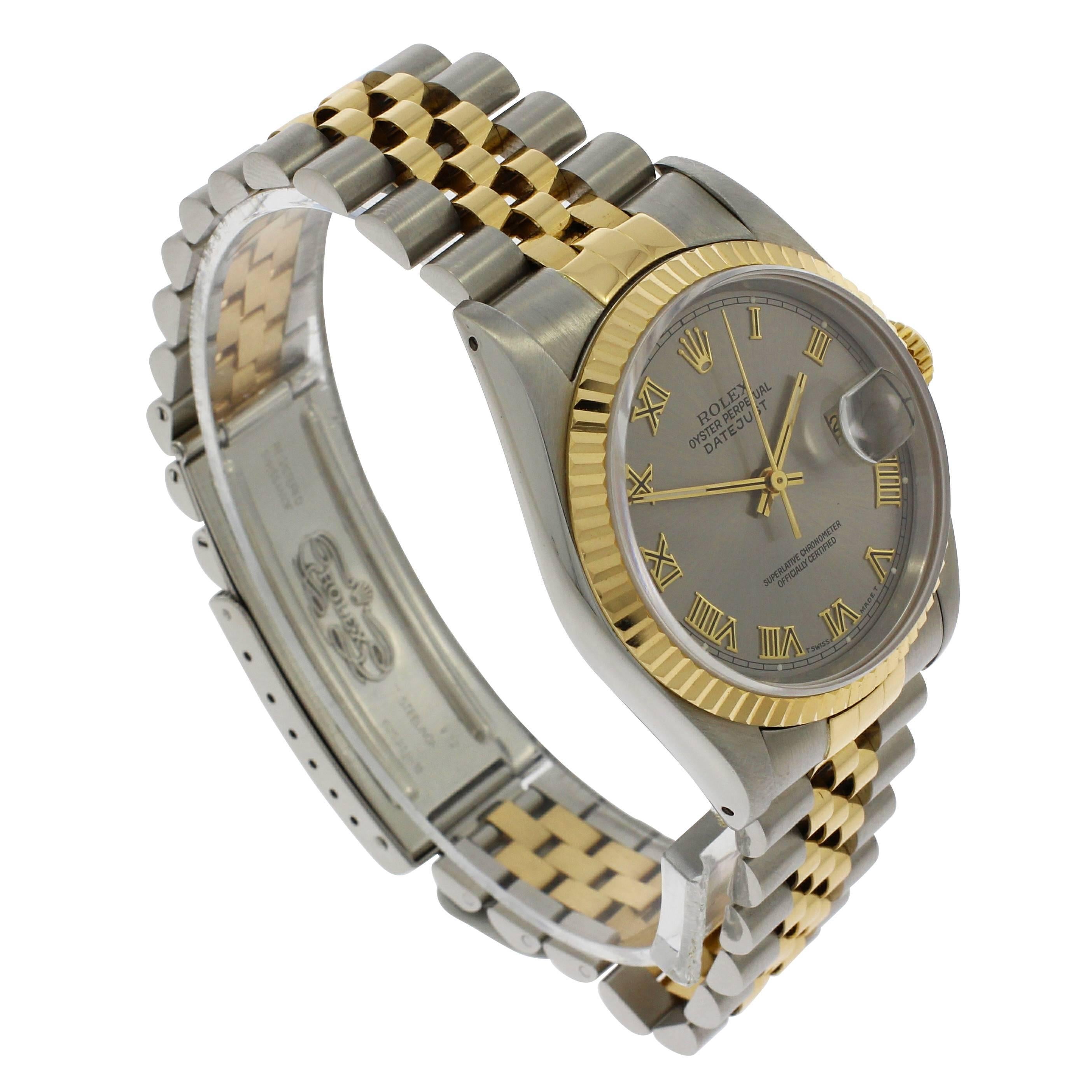 Rolex Yellow Gold Stainless Steel Datejust Wristwatch Ref 16233, 1990 For Sale 10