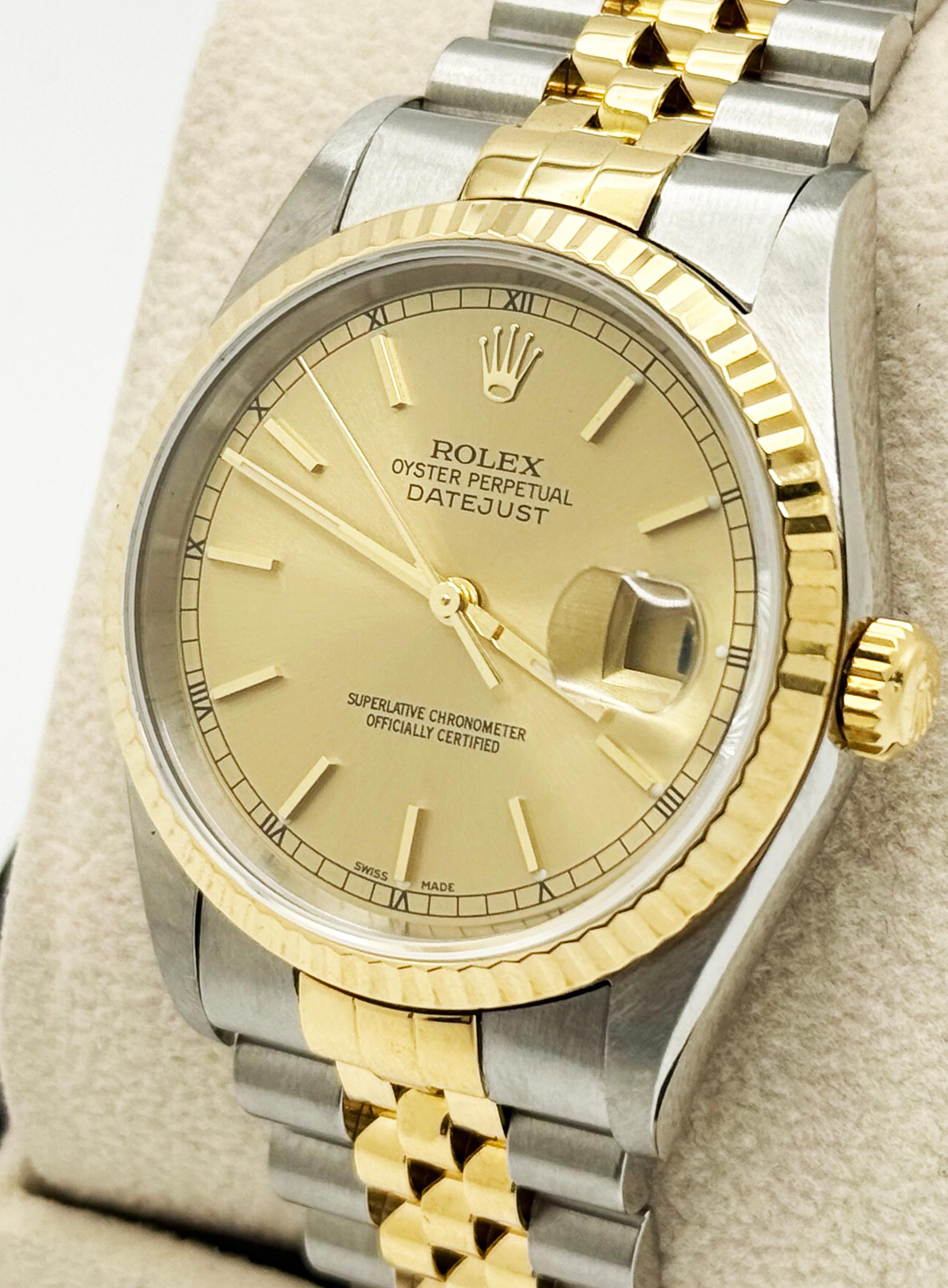 Rolex Datejust 16233 36mm Champagner Zifferblatt 18K Gelbgold Edelstahl 2000 4