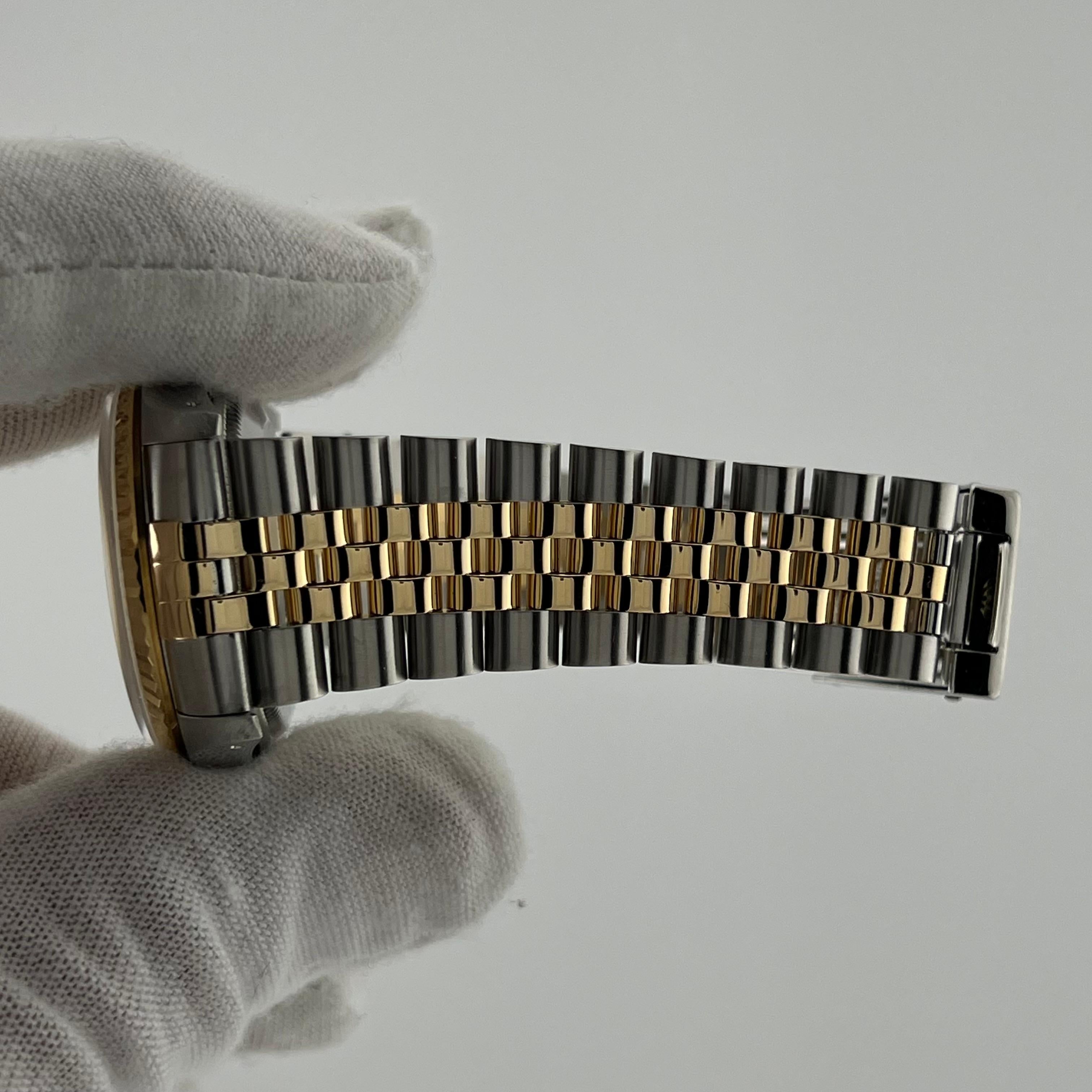 Rolex Datejust 16233 36mm Esfera Champán Oro Amarillo 18K Acero Inoxidable Jubilee en venta 5