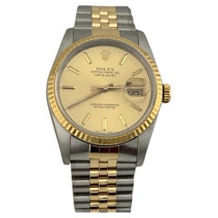 Rolex Datejust 16233 36mm Champagne Dial 18K Yellow Gold Stainless Steel Jubilee