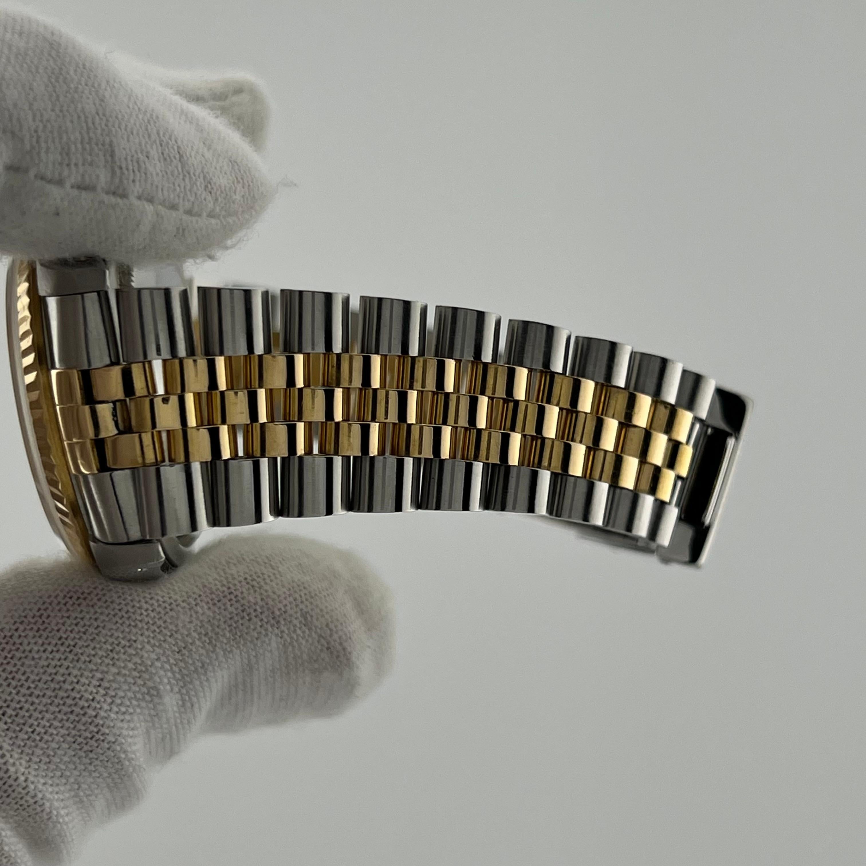 Rolex Datejust 16233 36mm Champagne Quadrante Diamante Oro Giallo 18k Acciaio Inox in vendita 7