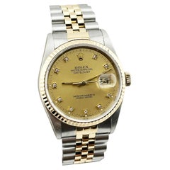 Rolex Datejust 16233 36mm Champagne Diamond Dial 18K Yellow Gold Stainless Steel
