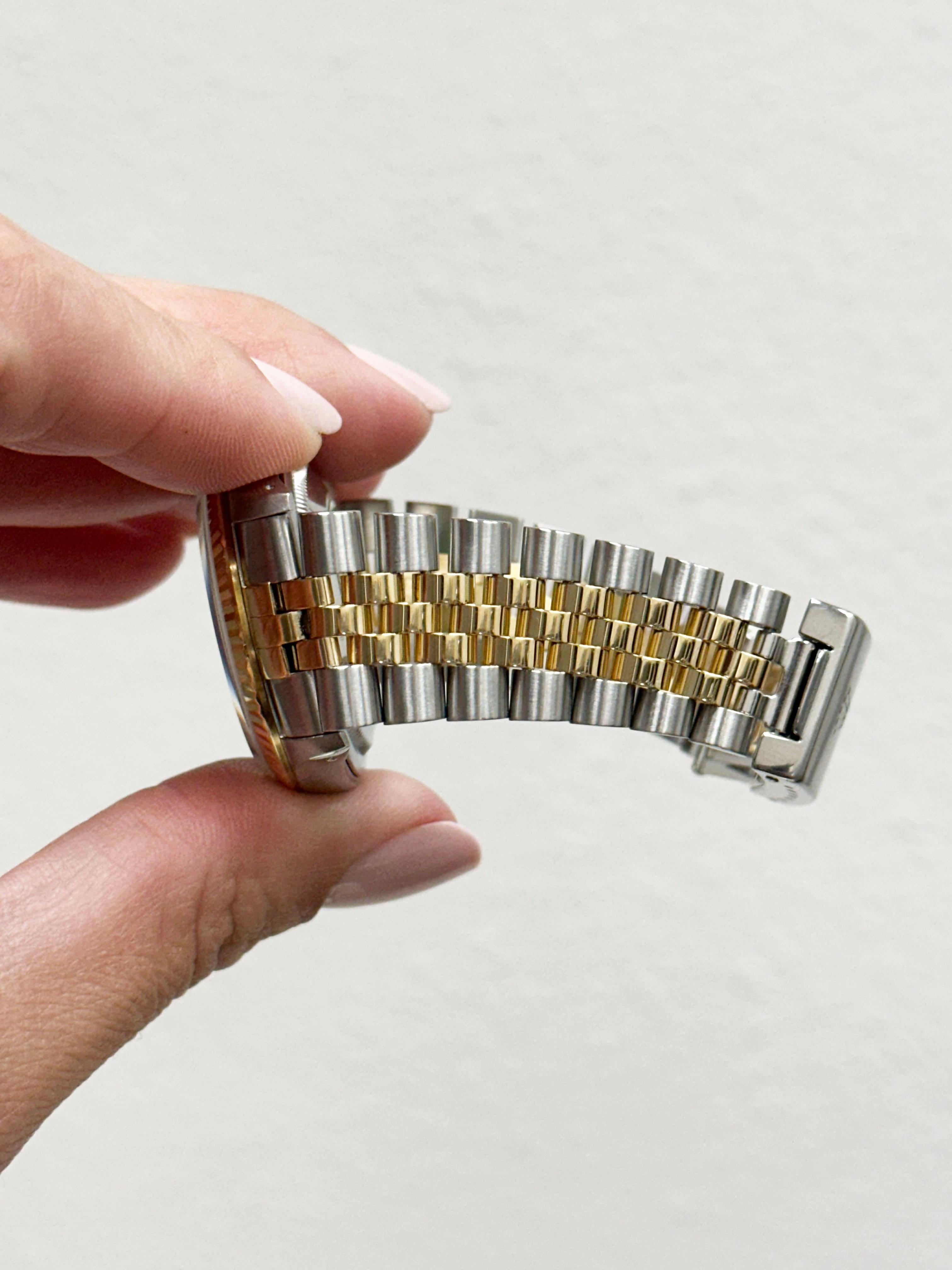 Rolex Datejust 16233 36mm Champán Fábrica Esfera Diamante Acero Oro Amarillo 18K en venta 3