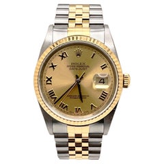 Rolex Datejust 16233 36mm Champagne Roman Dial 18K Gold Stainless Box Paper 2004