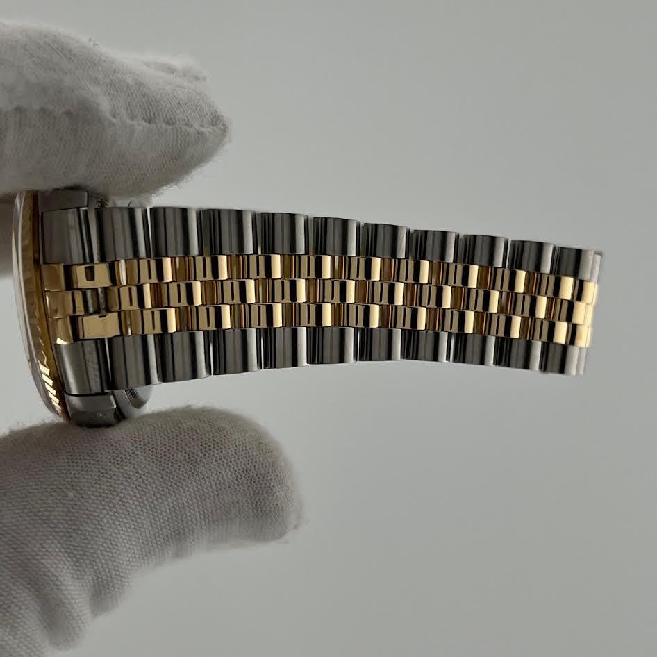 da uomo o donna Rolex Datejust 16233 36mm Quadrante Arazzo Champagne Oro Giallo 18k Steele Giubileo in vendita