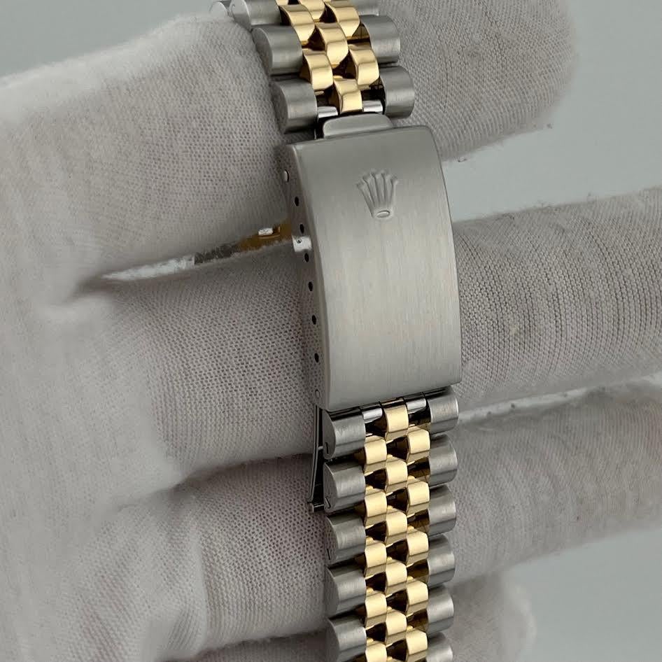 Rolex Datejust 16233 36mm Quadrante Arazzo Champagne Oro Giallo 18k Steele Giubileo in vendita 5