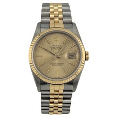Rolex Datejust 16233 36mm Champagner Wandteppich Zifferblatt 18k Gelbgold Stahl Jubilee