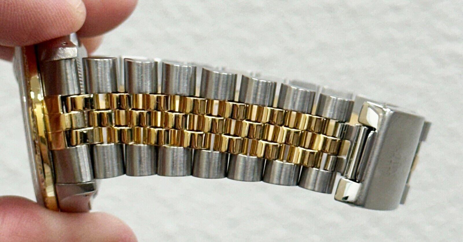 Women's or Men's Rolex Datejust 16233 36mm Diamond Bezel Black Roman Dial 18K Yellow Gold Steel