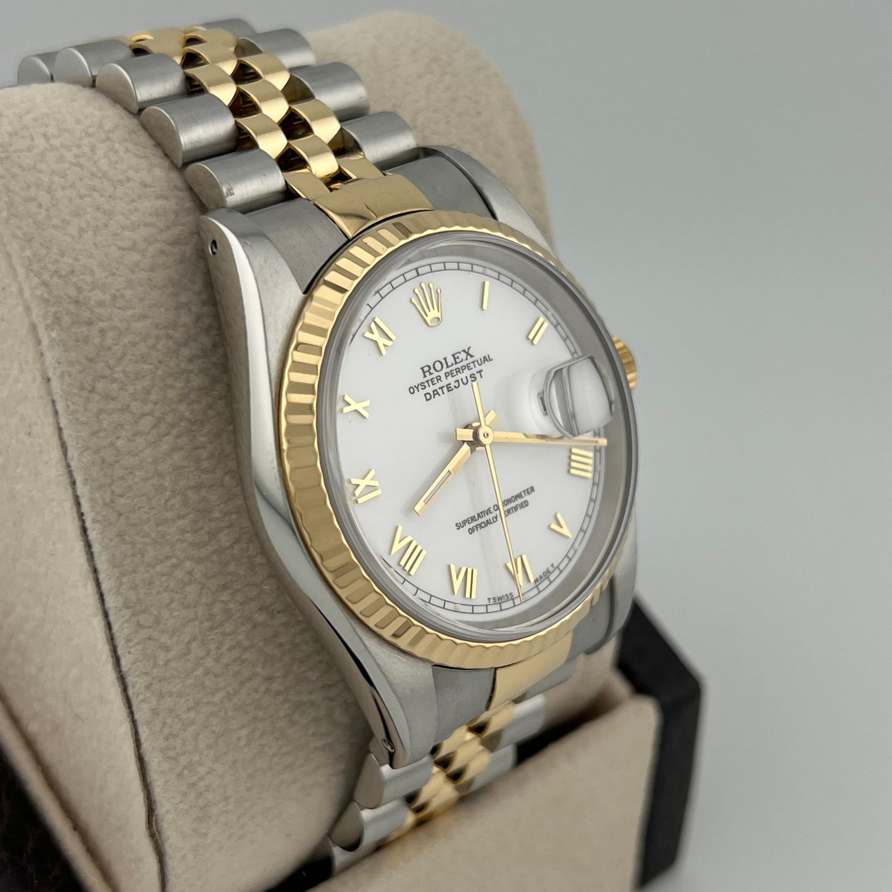Rolex Datejust 16233 36mm White Roman Dial 18K Yellow Gold Stainless Steel 1