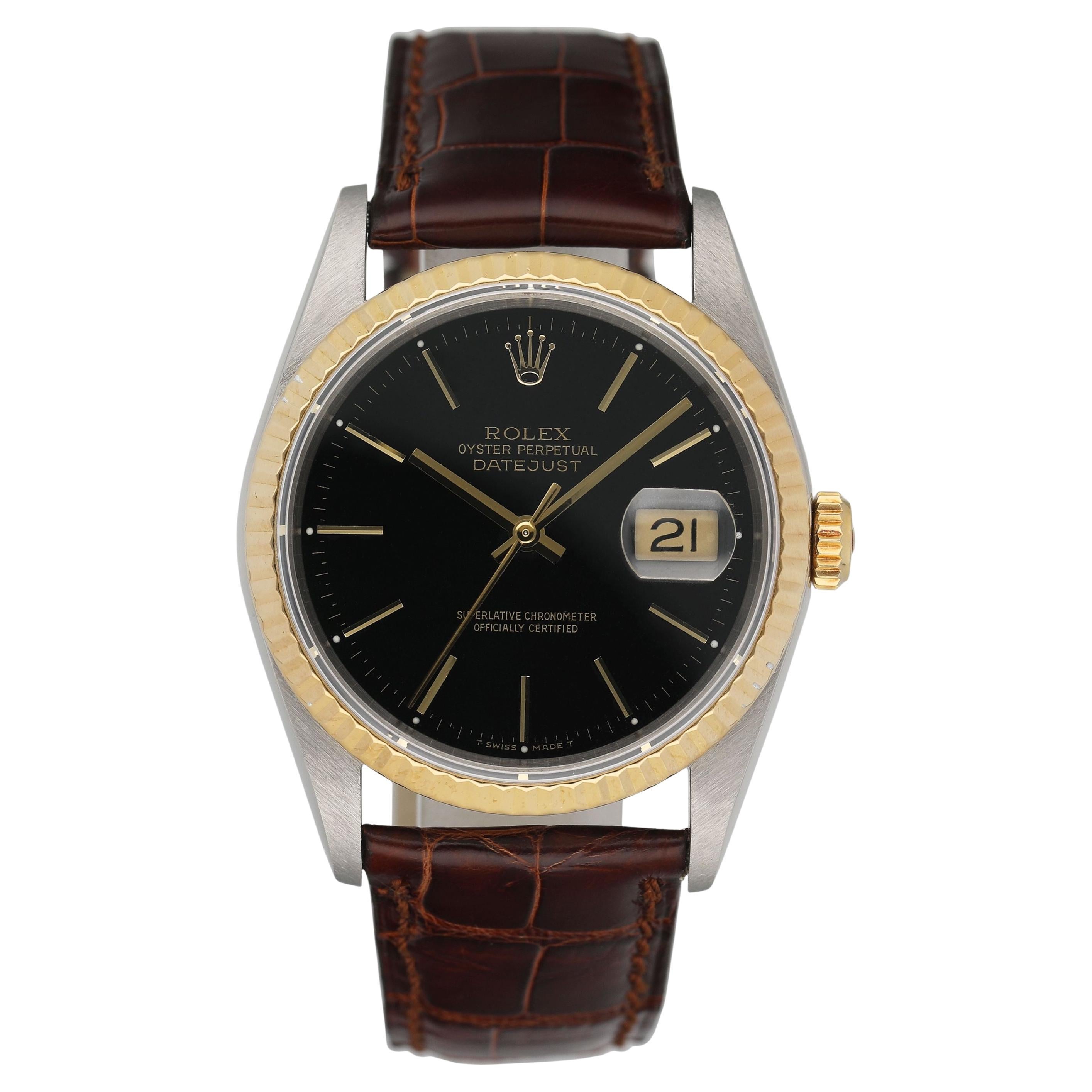 Rolex Datejust 16233 Black Dial Mens Watch en venta