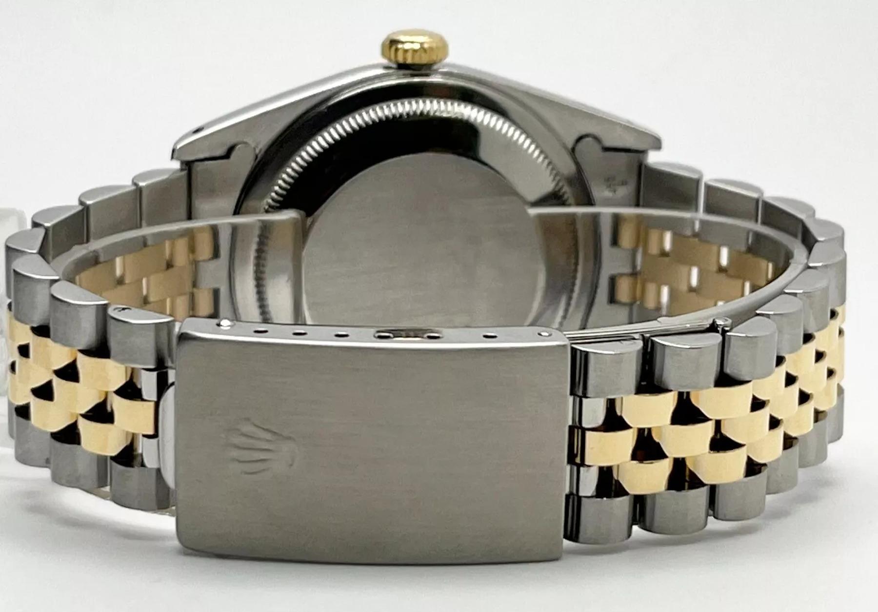 Women's or Men's Rolex Datejust 16233 Black Diamond Dial 18K Yellow Gold Stainless Steel