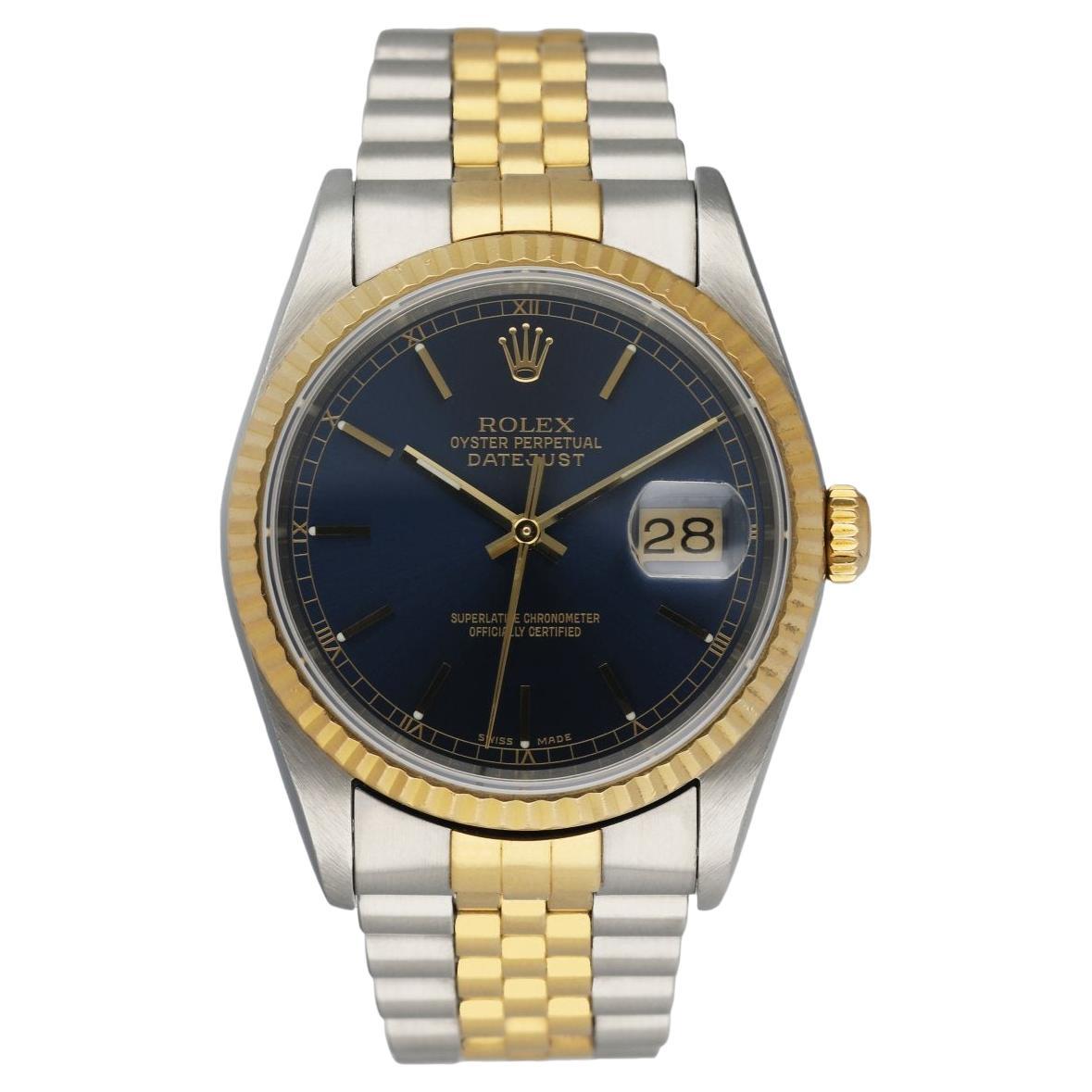 Rolex Datejust 16233  Blue Dial Men's Watch Box & Papers