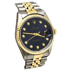 Rolex Datejust 16233 Blue Diamond Dial 18K Yellow Gold Stainless Steel