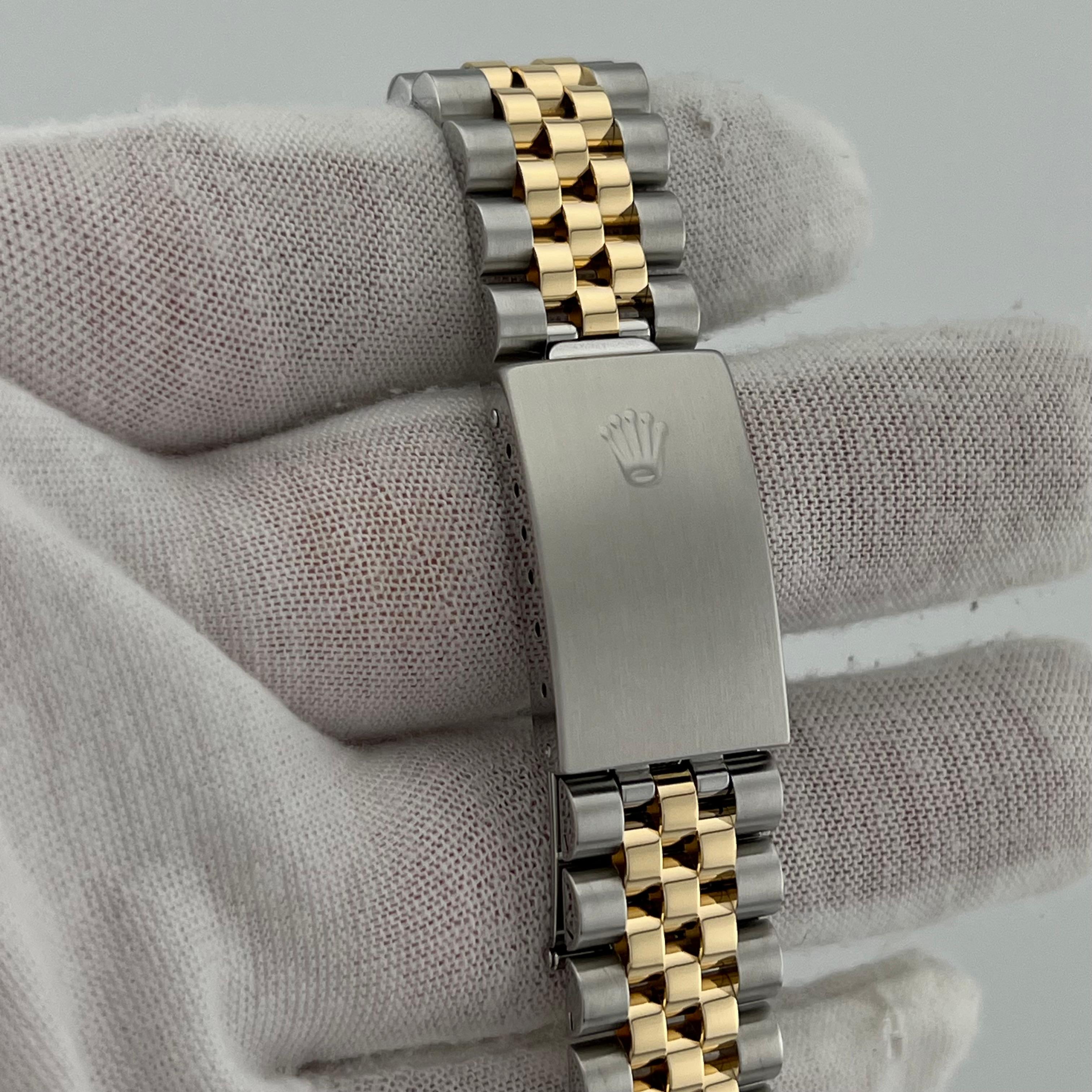 Rolex Datejust 16233 Blue Vignette Diamond Dial 18k Gold Steel Box Papers 2004 For Sale 2