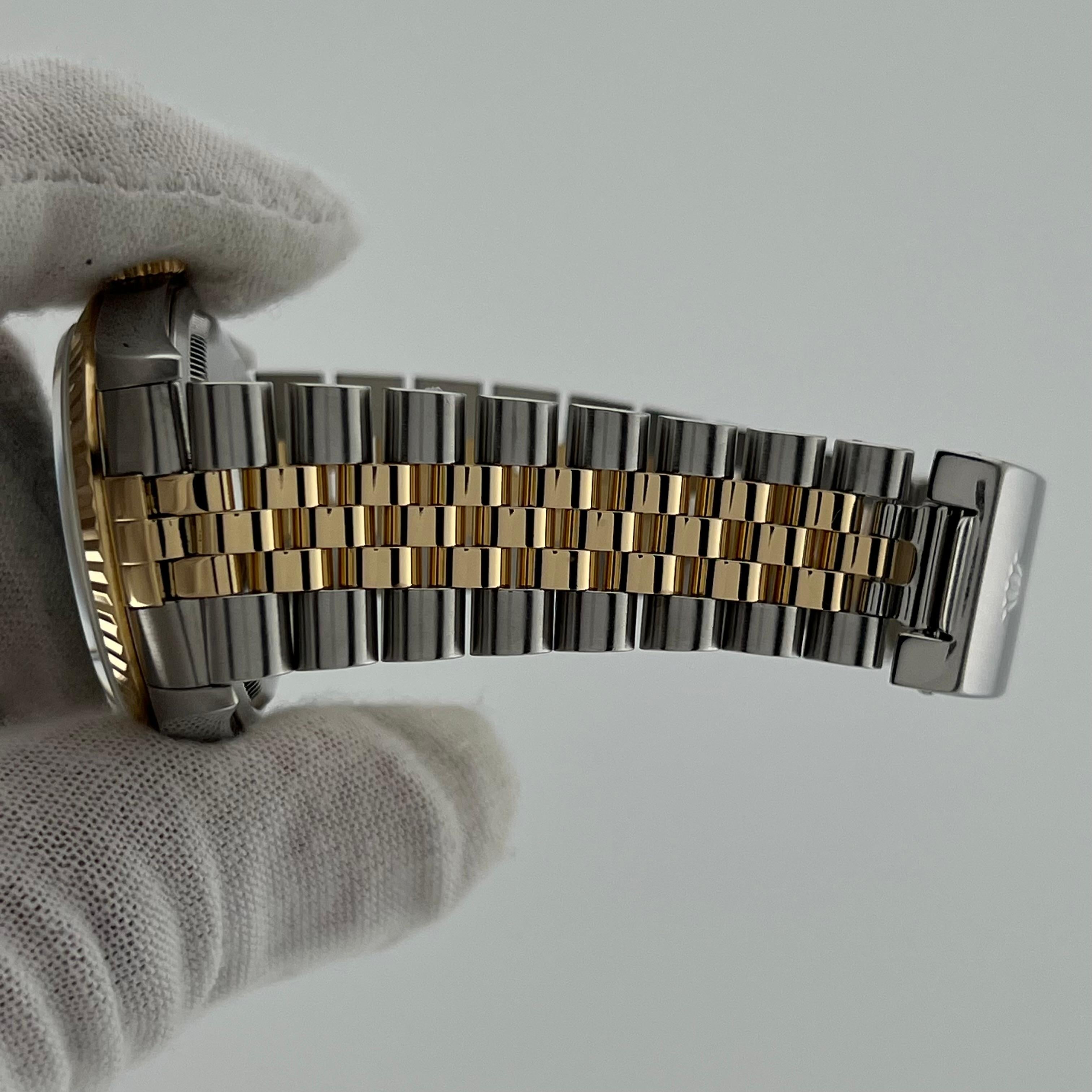 Rolex Datejust 16233 Blue Vignette Diamond Dial 18k Gold Steel Box Papers 2004 For Sale 4