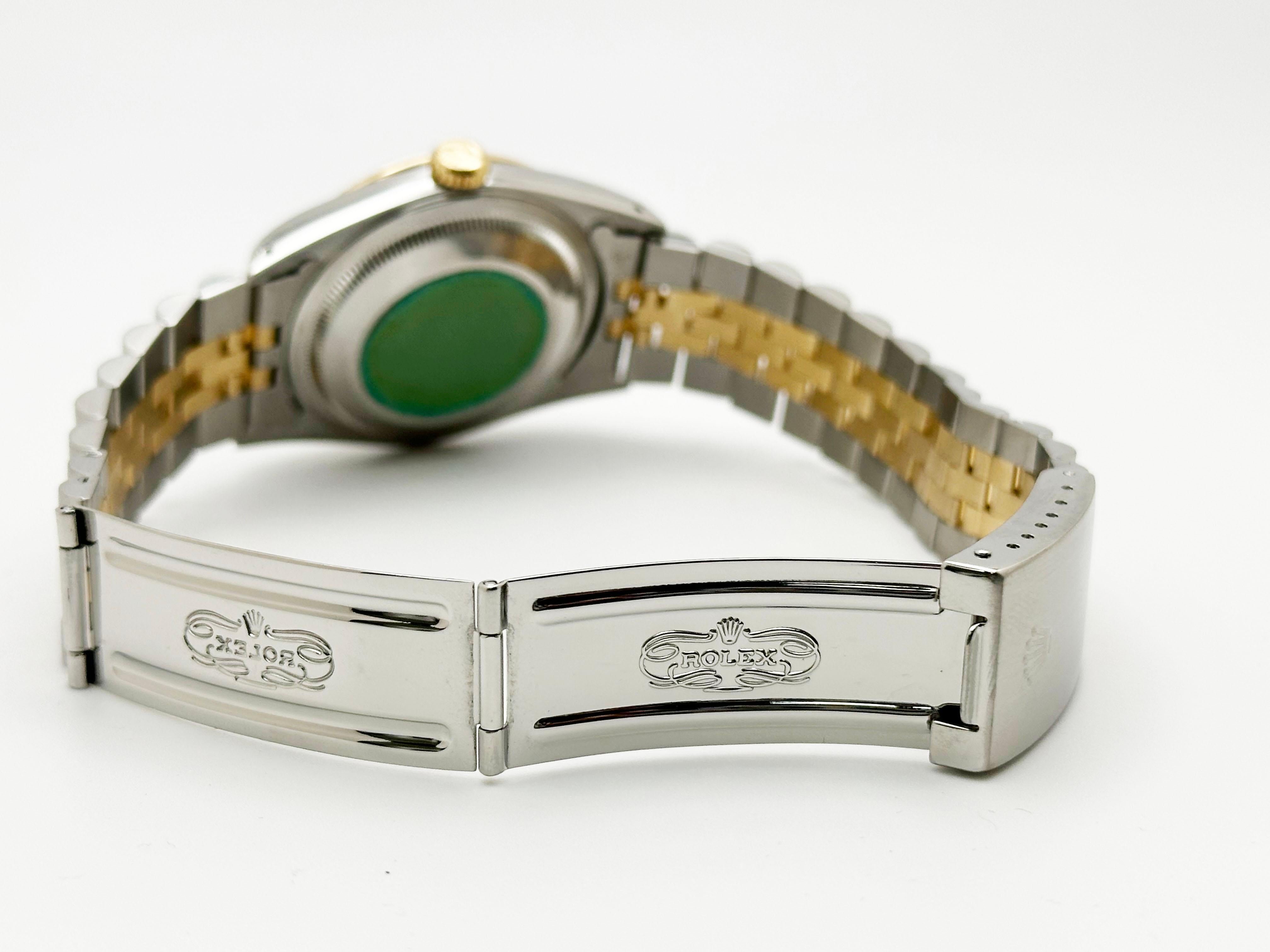 Rolex Datejust 16233 Quadrante Blu Vignette Diamante Oro Giallo 18K Acciaio 36mm in vendita 1