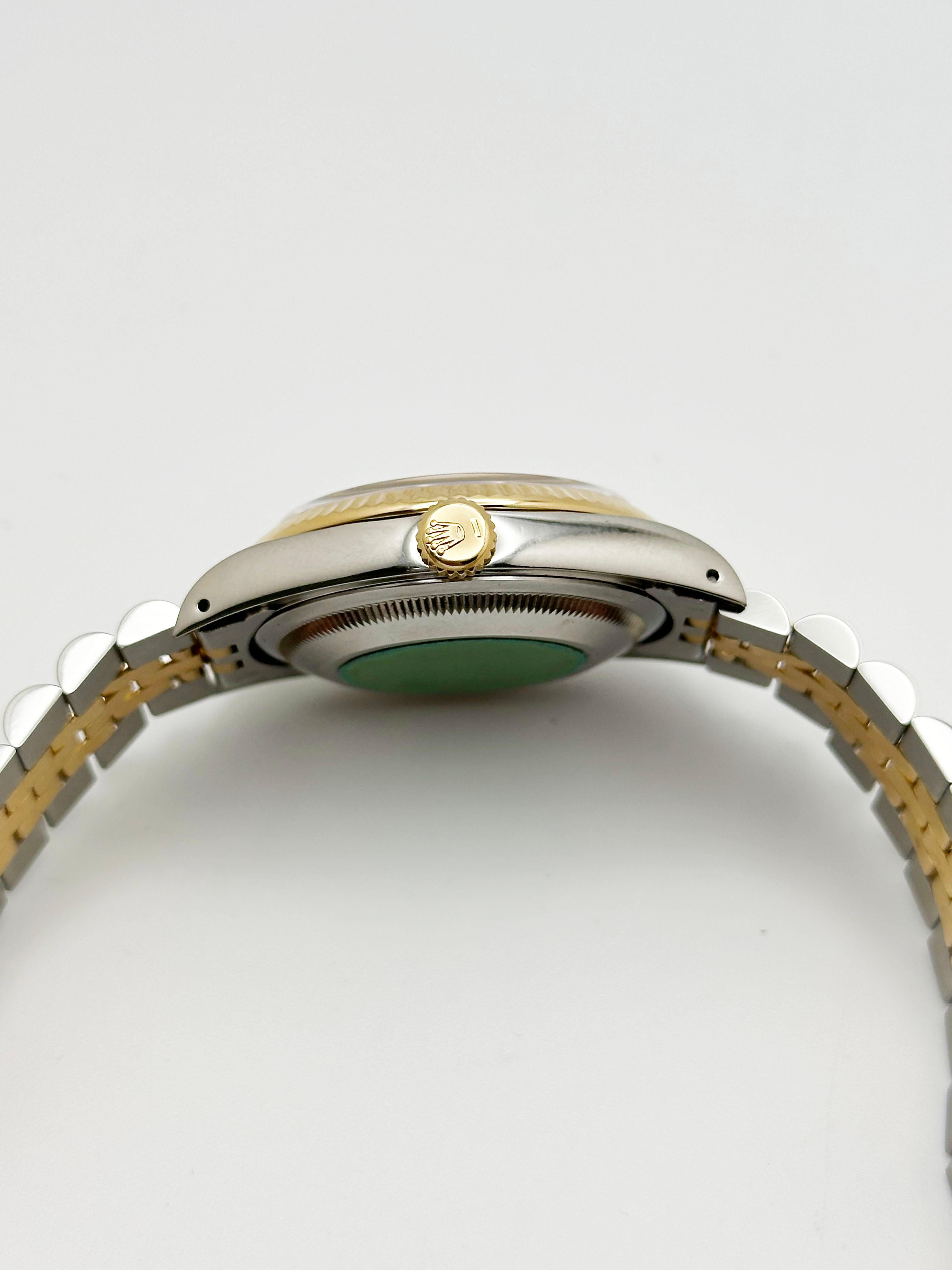 Rolex Datejust 16233 Quadrante Blu Vignette Diamante Oro Giallo 18K Acciaio 36mm in vendita 2