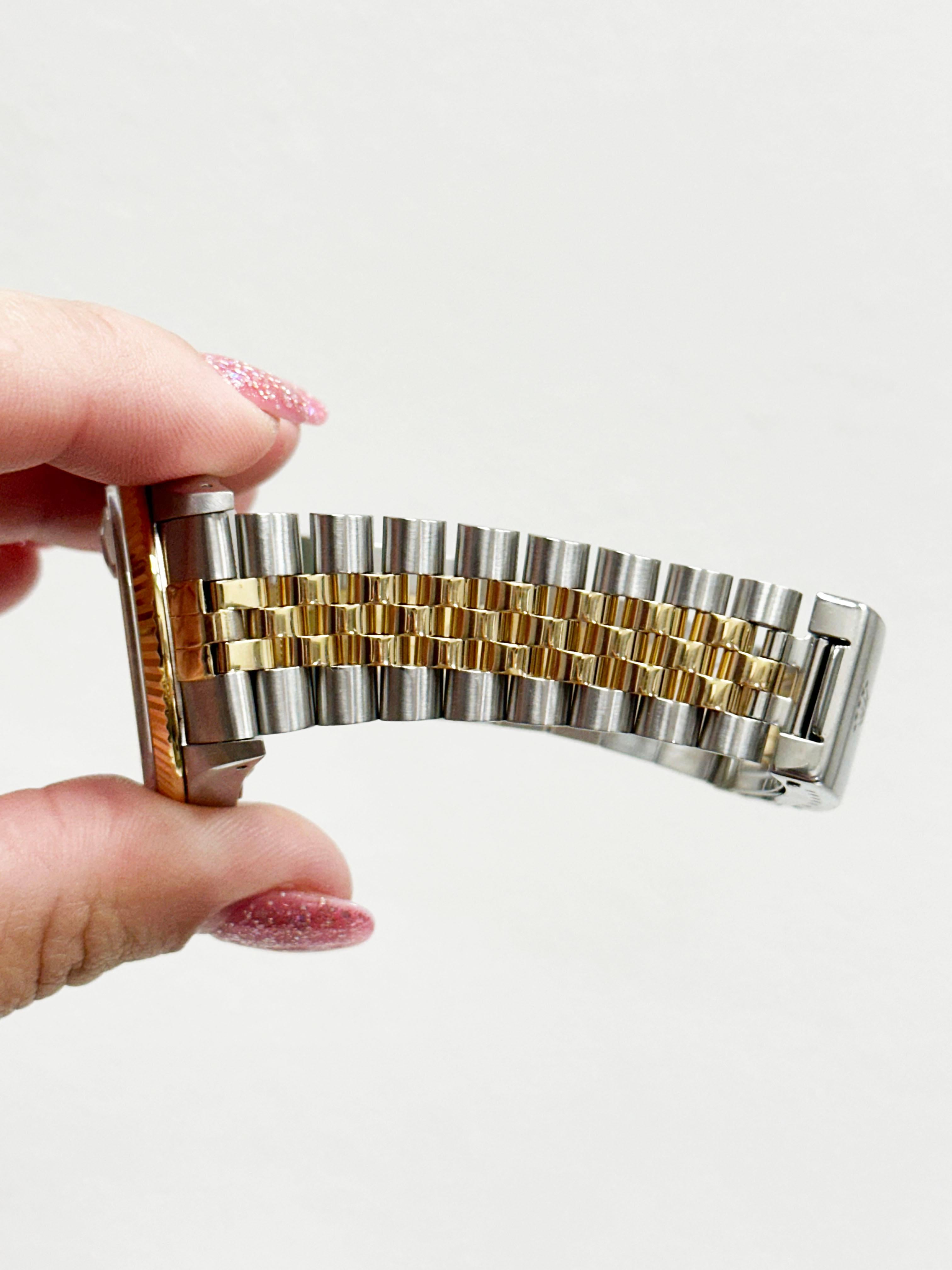 Rolex Datejust 16233 Quadrante Blu Vignette Diamante Oro Giallo 18K Acciaio 36mm in vendita 3