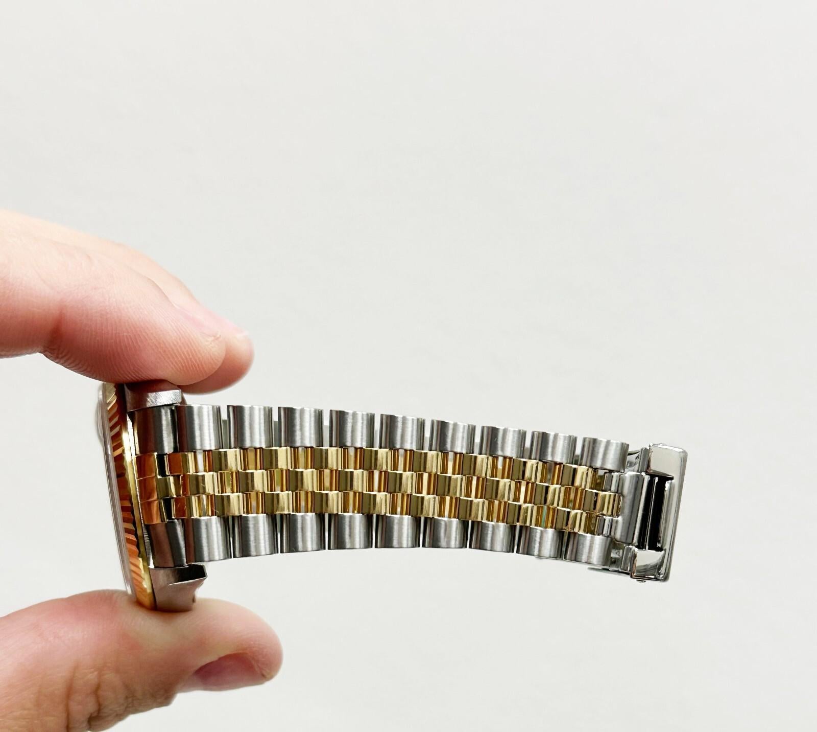 Uomo Rolex Datejust 16233 Quadrante Blu Vignette Diamante Oro Giallo 18K Acciaio Scatola Documenti in vendita