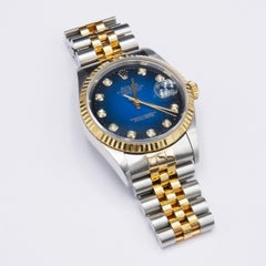 Rolex Datejust 16233 Blue Vignette Diamond Dial Mens Watch Box Papers