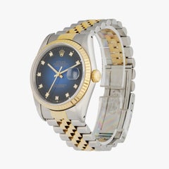Rolex Datejust 16233 Blue Vignette Diamond Dial Men's Watch Box & Papers