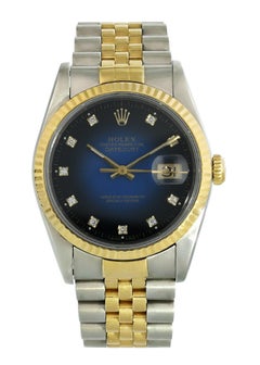 Rolex Datejust 16233 Blue Vignette Diamond Dial Watch Box Papers