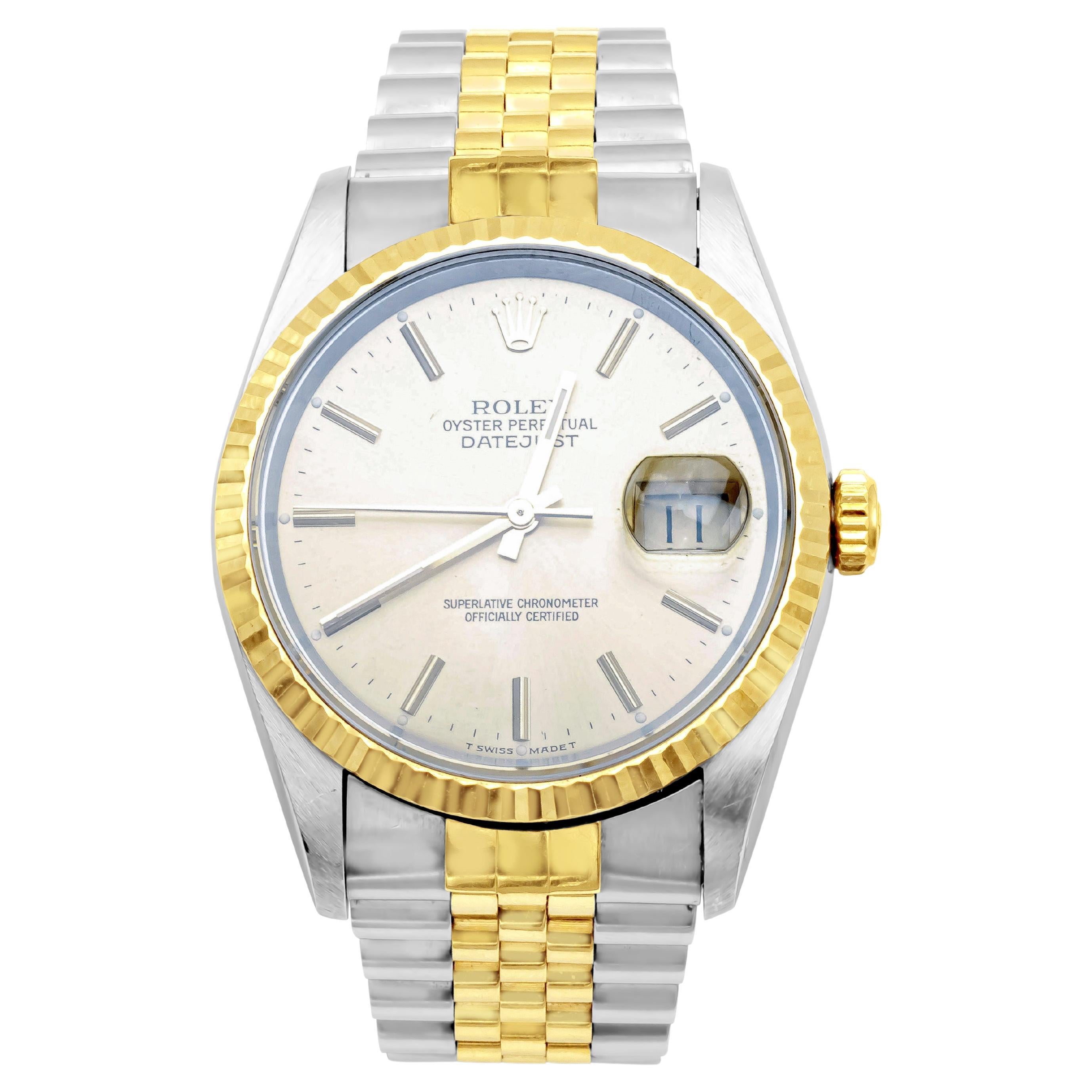 Rolex Datejust 16233 Champagne 18K Yellow Gold and Stainless Steel Men's Watch For Sale