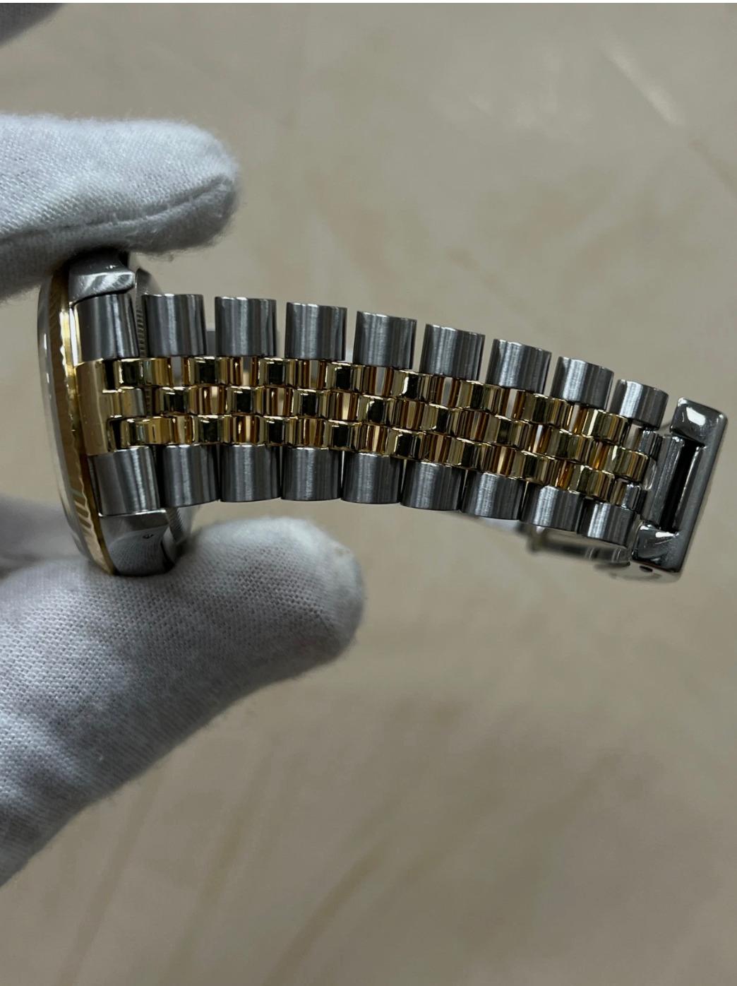 Rolex Datejust 16233 Champagner Arabisch Zifferblatt 18K Gelbgold Edelstahl Box Papiere im Angebot 6