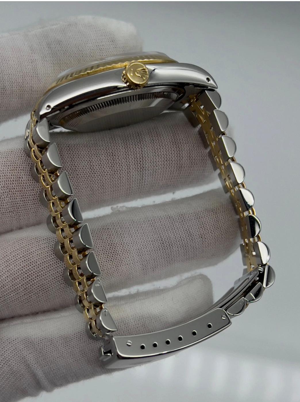Rolex Datejust 16233 Champagner Arabisch Zifferblatt 18K Gelbgold Edelstahl Box Papiere im Angebot 2