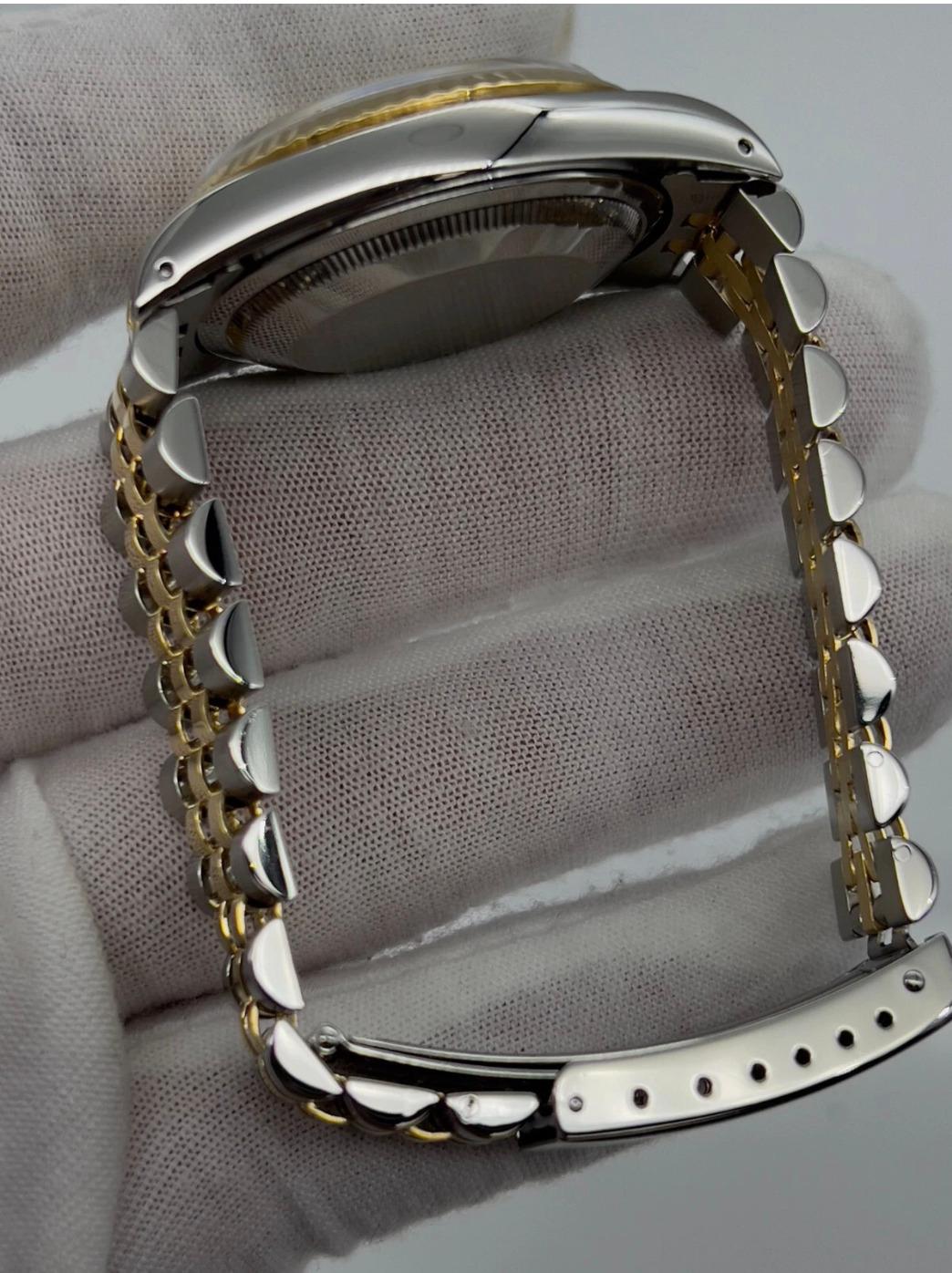 Rolex Datejust 16233 Champagner Arabisch Zifferblatt 18K Gelbgold Edelstahl Box Papiere im Angebot 3