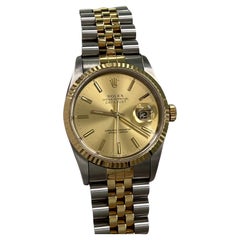 Rolex Datejust 16233 Champagner Zifferblatt 18K Gelbgold Edelstahl Box Papiere