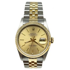 Rolex Datejust 16233 Champagne Dial 18k Yellow Gold Stainless Steel