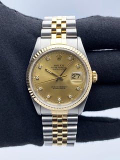 Rolex Datejust 16233 Champagne Dial Mens Watch Box Papers