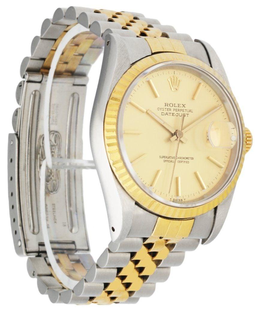 Rolex Datejust 16233 Champagne Dial Men's Watch Box & Papers In Excellent Condition In Great Neck, NY
