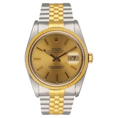 Rolex Datejust 16233 Champagne Dial Mens Watch Box Papers
