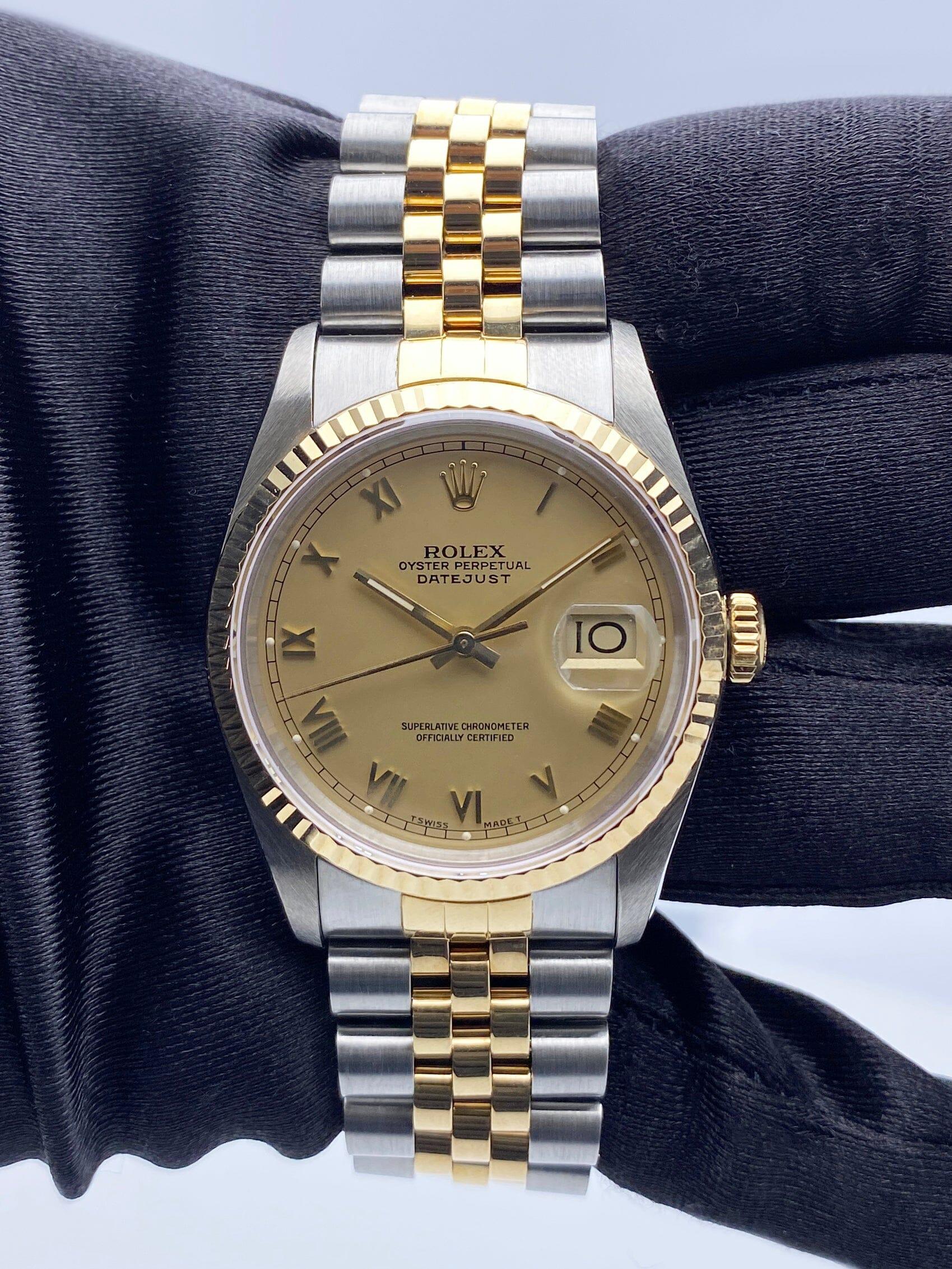 Rolex Datejust 16233 Champagne Dial Mens Watch For Sale at 1stDibs