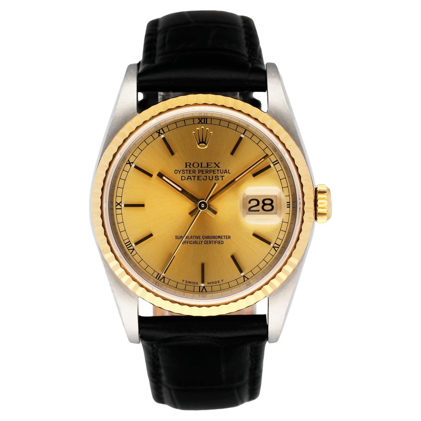 Rolex Datejust 16233 Champagne Dial Mens Watch