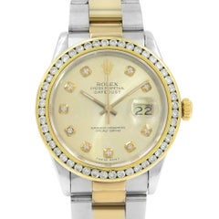Rolex Datejust 16233 Champagne Dial Steel & 18K Yellow Gold Automatic Mens Watch
