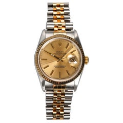 Rolex Datejust 16233 Champagner Zifferblatt Uhr in 18K Gelbgold & Stahl, 1990er Jahre
