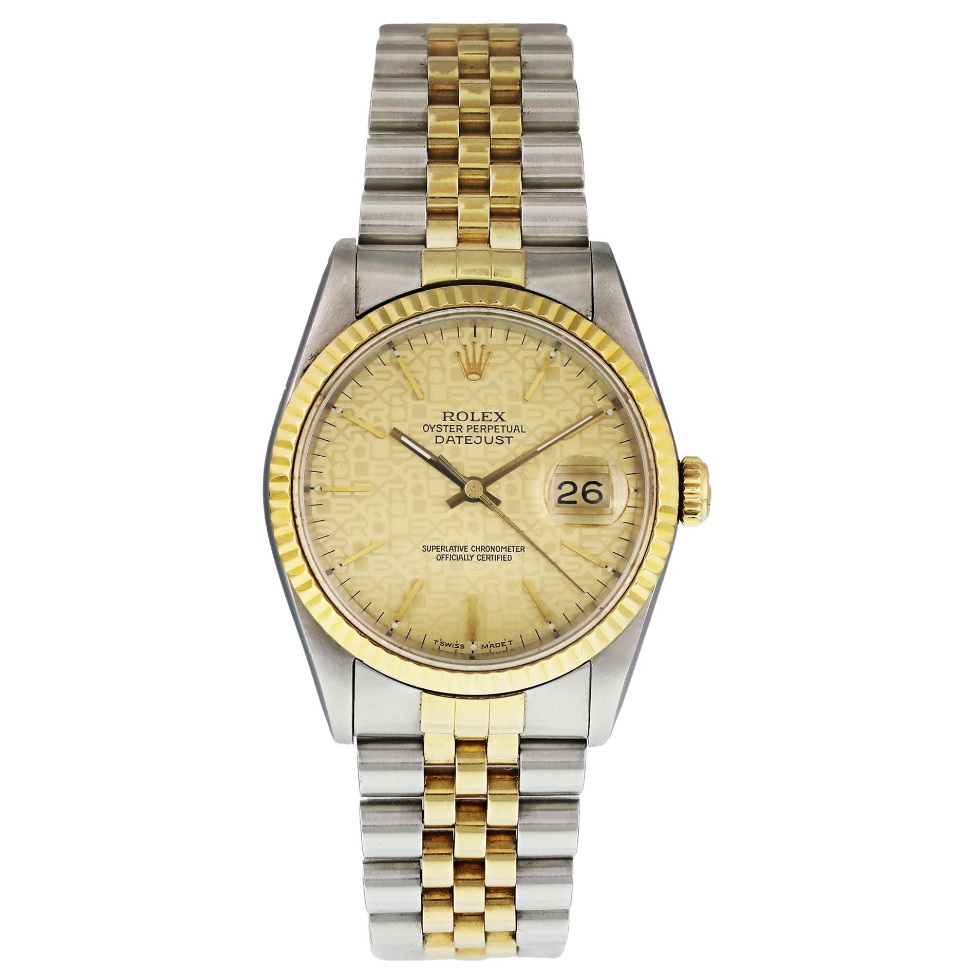 Rolex Datejust 16233 Champagne Jubilee Dial Men's Watch For Sale