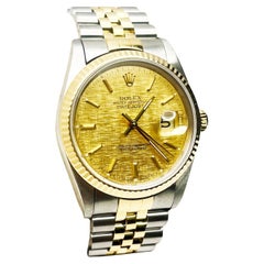 Rolex Datejust 16233 Champagner-Leinen-Zifferblatt 18K Gelbgold & Edelstahl