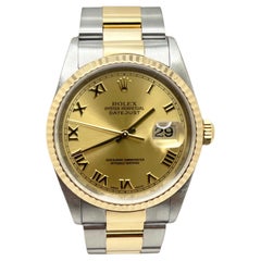 Rolex Datejust 16233 Champán Esfera Romana Oro Amarillo 18K Acero Inoxidable