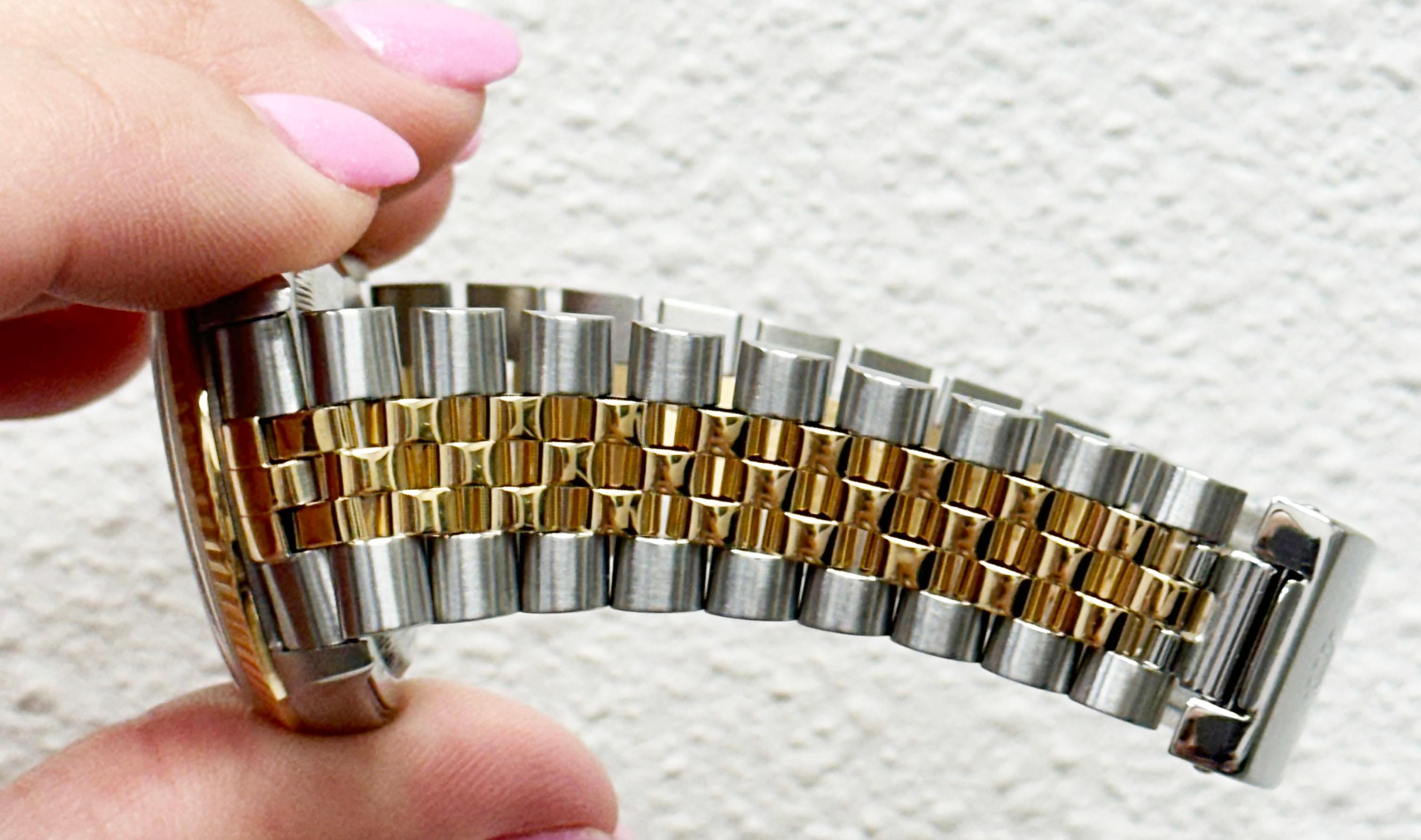 Rolex Datejust 16233 Champagner-Wandteppich Zifferblatt 18K Gold Stahl Box Papier 2002 4