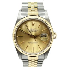 Rolex Datejust 16233 Champagne Tapestry Dial 18K Gold Steel Box Paper 2002