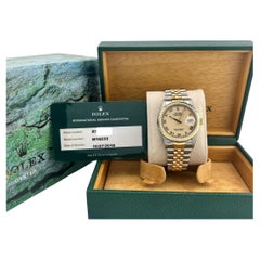 Rolex Datejust 16233 Crema Quadrante Romano Oro 18k Acciaio Scatola Carta di Servizio