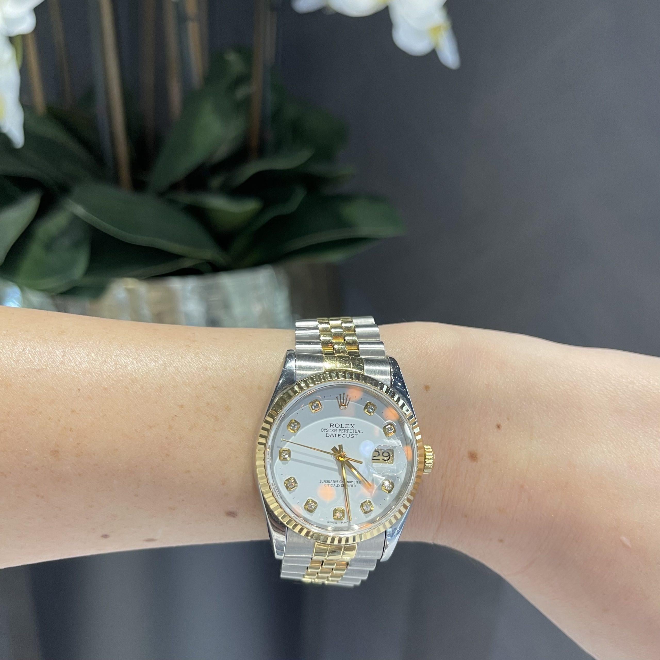 Round Cut Rolex datejust 16233 Diamond 18k Yellow Gold And Steel Jubilee 36MM Watch