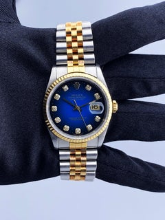Rolex Datejust 16233 Diamond Blue Dial Mens Watch